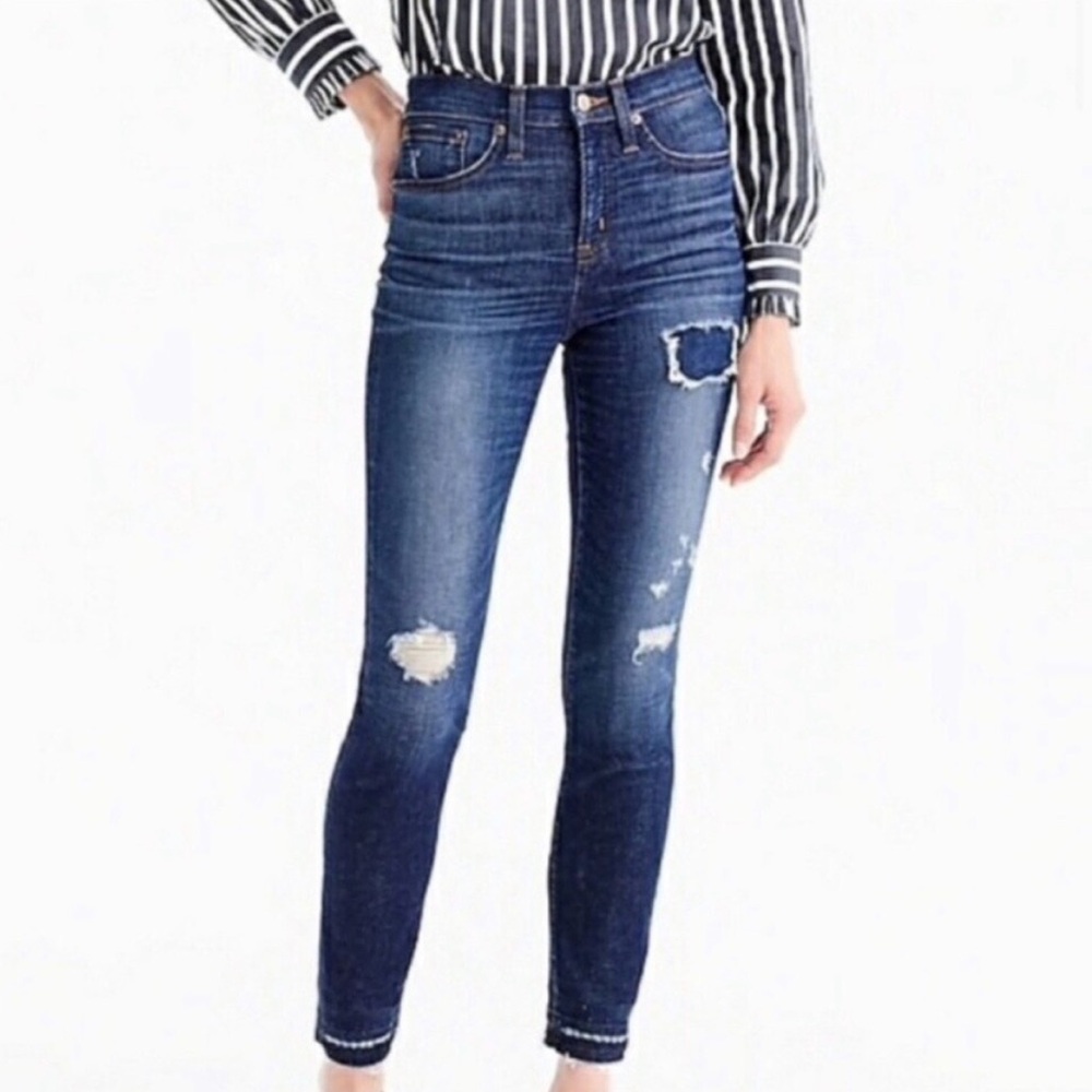 J Crew High Rise Lookout Skinny Jeans 32T Distressed